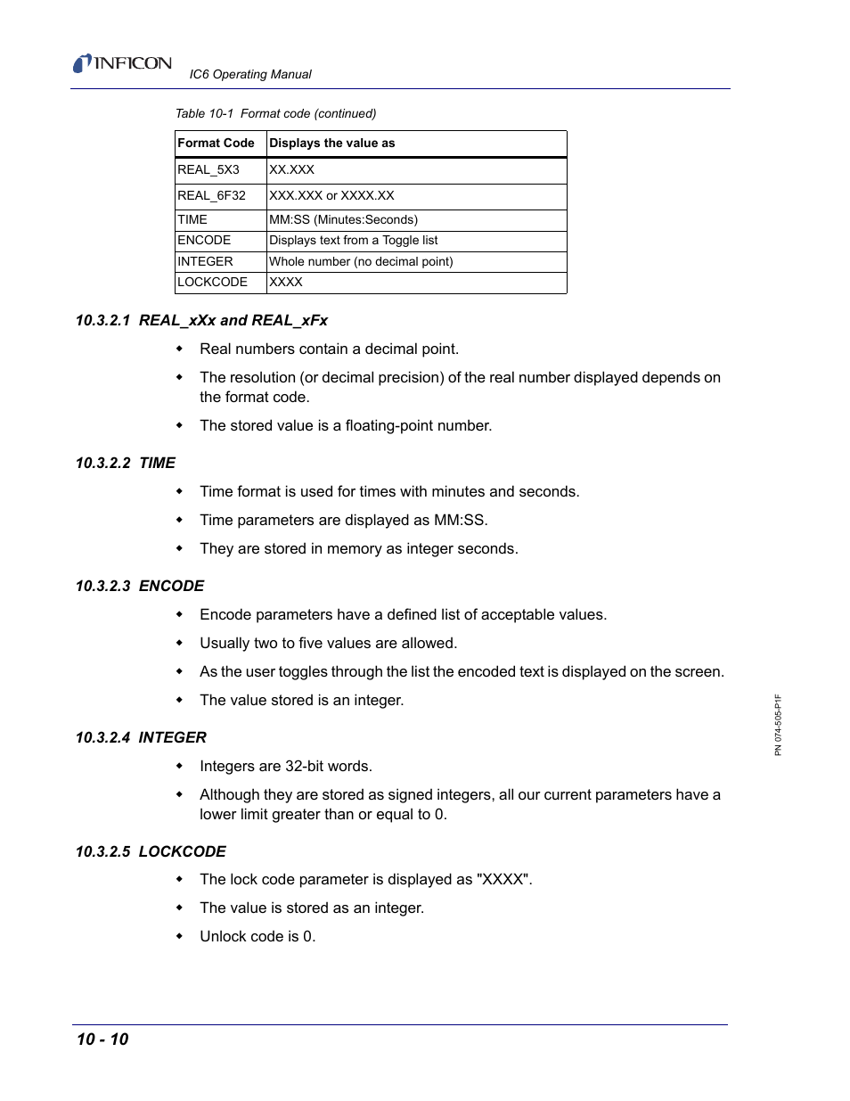 1 real_xxx and real_xfx, 2 time, 3 encode | 4 integer, 5 lockcode | INFICON IC6 Thin Film Deposition Controller User Manual | Page 180 / 332