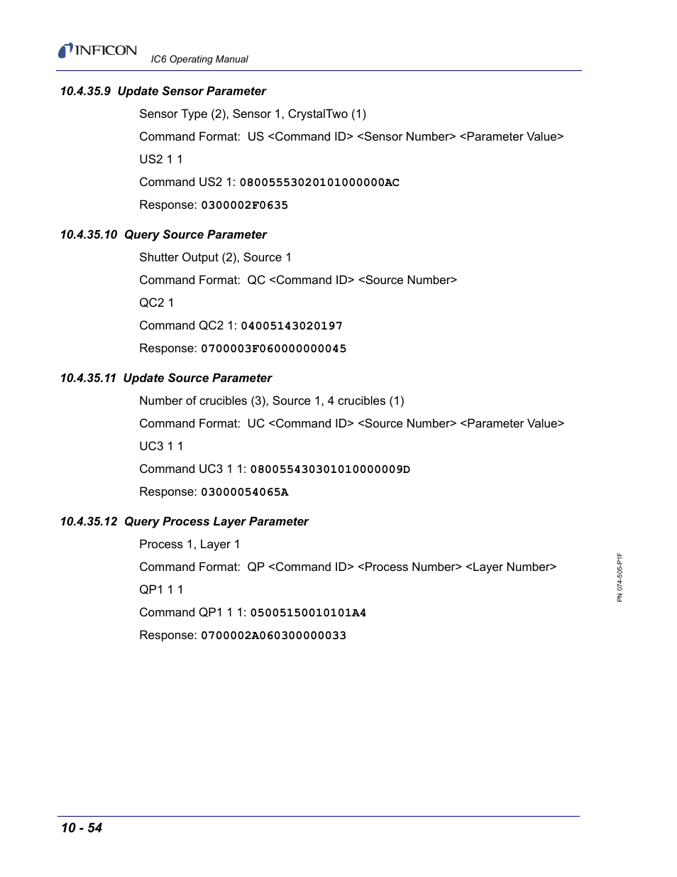 9 update sensor parameter, 10 query source parameter, 11 update source parameter | 12 query process layer parameter | INFICON IC6 Thin Film Deposition Controller User Manual | Page 224 / 332