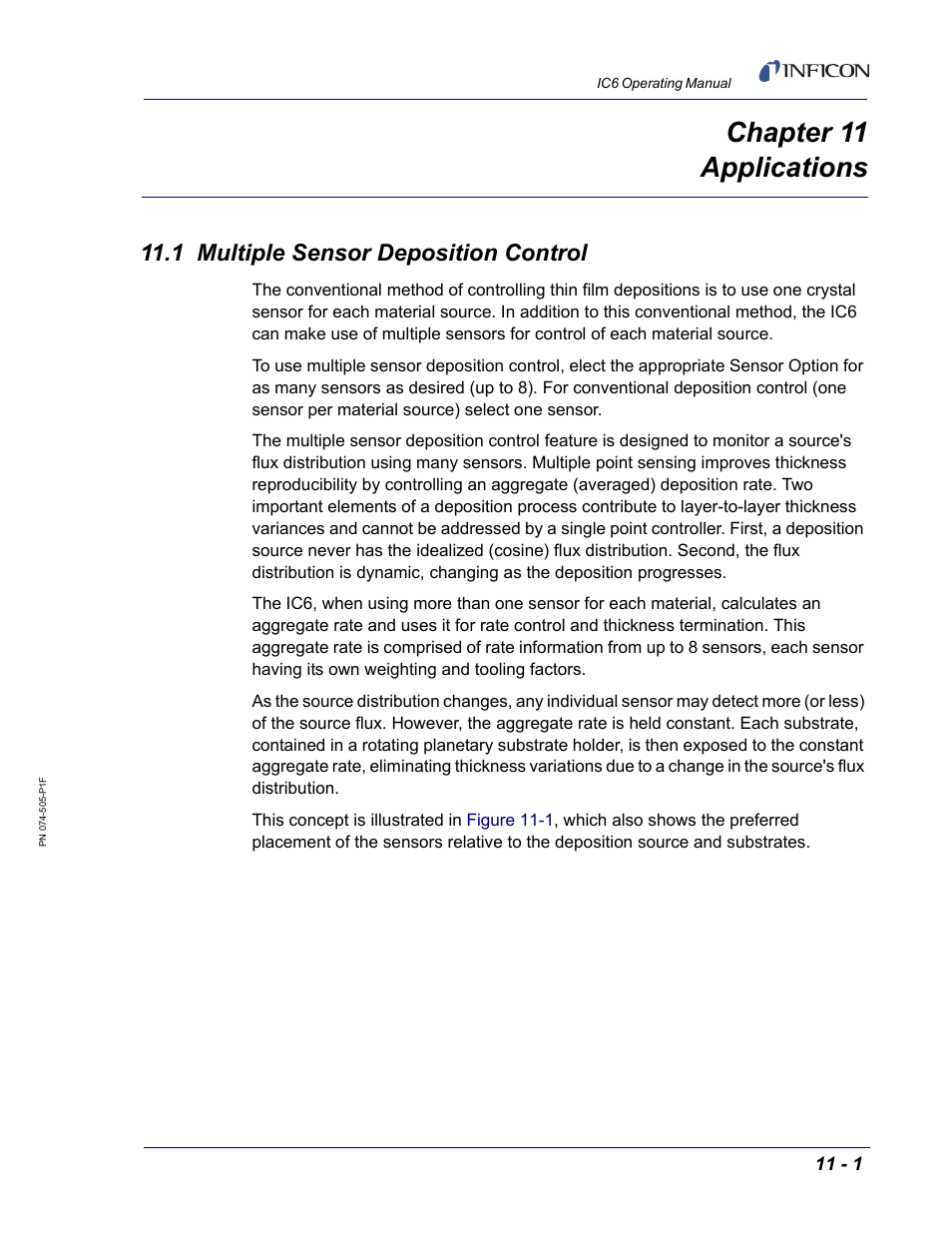 Chapter 11 applications, 1 multiple sensor deposition control, Chapter 11 | INFICON IC6 Thin Film Deposition Controller User Manual | Page 233 / 332