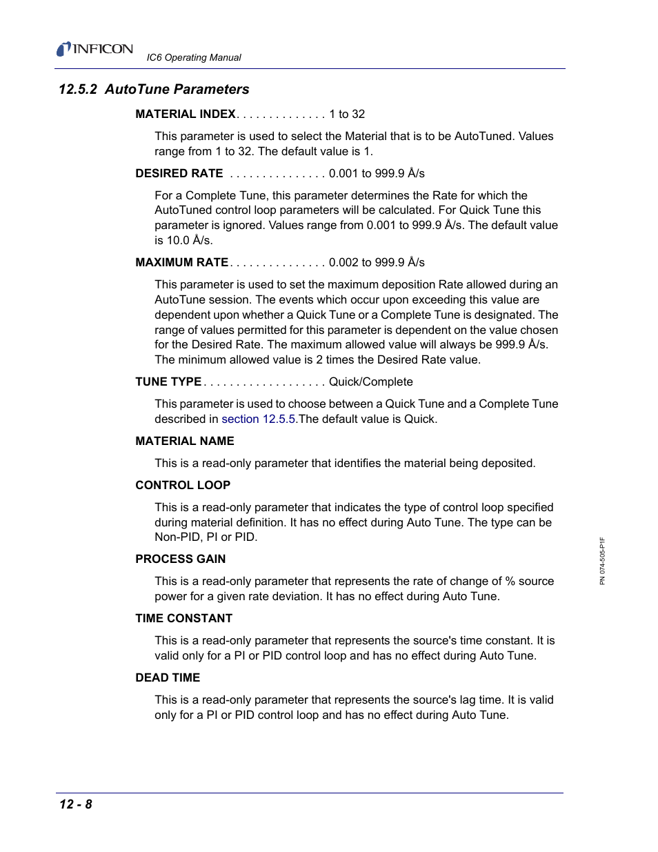 2 autotune parameters | INFICON IC6 Thin Film Deposition Controller User Manual | Page 250 / 332