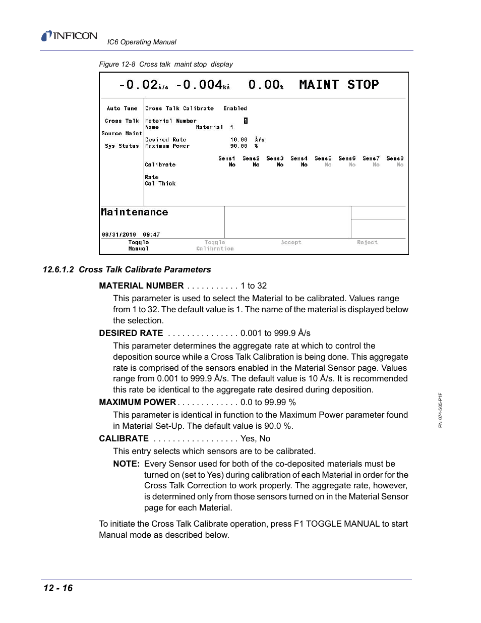 2 cross talk calibrate parameters | INFICON IC6 Thin Film Deposition Controller User Manual | Page 258 / 332