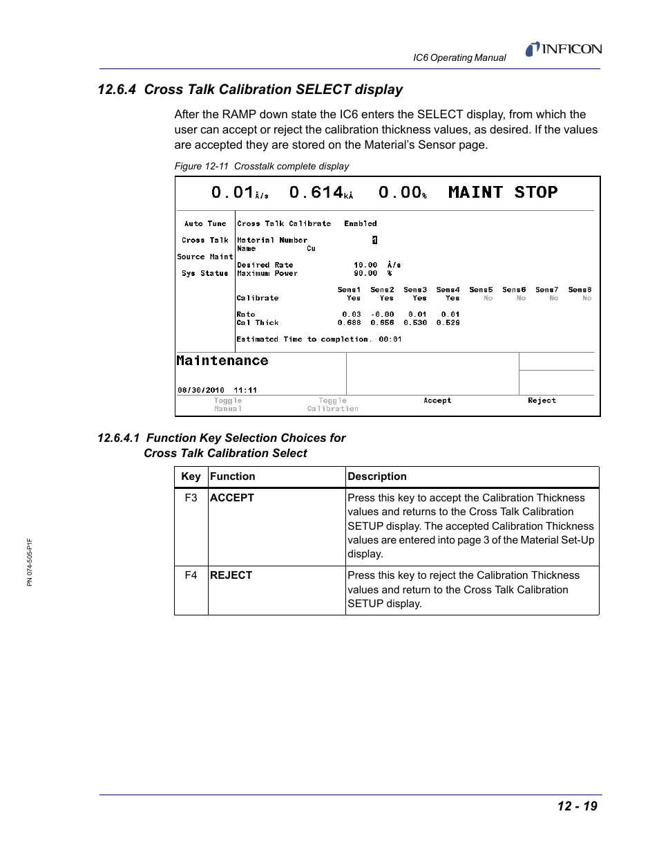 4 cross talk calibration select display | INFICON IC6 Thin Film Deposition Controller User Manual | Page 261 / 332