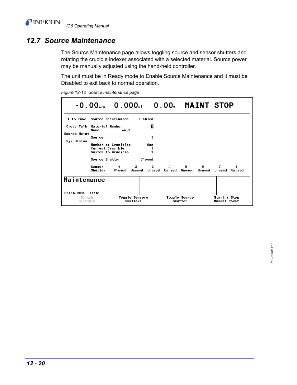 7 source maintenance | INFICON IC6 Thin Film Deposition Controller User Manual | Page 262 / 332
