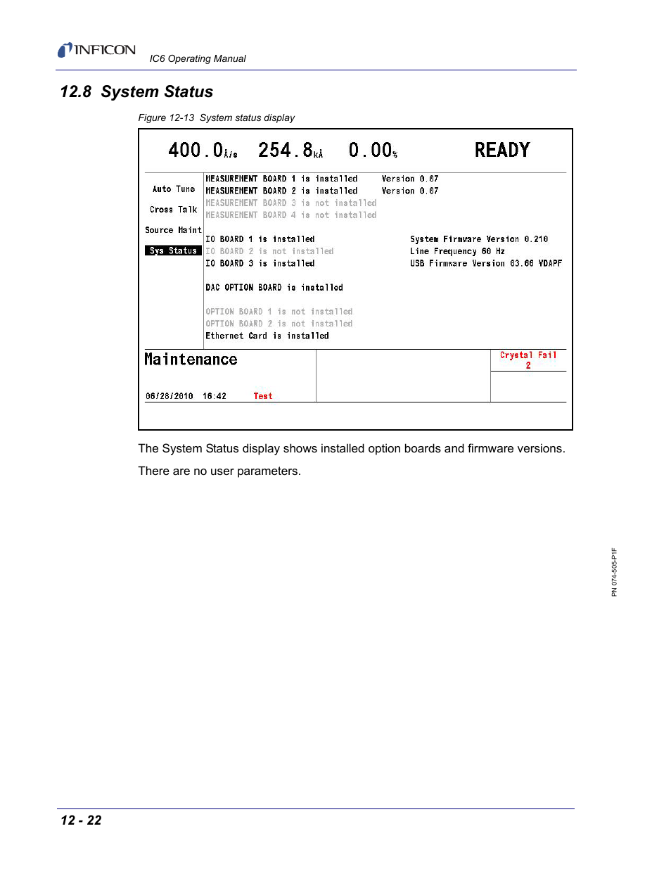 8 system status, Us, see | INFICON IC6 Thin Film Deposition Controller User Manual | Page 264 / 332