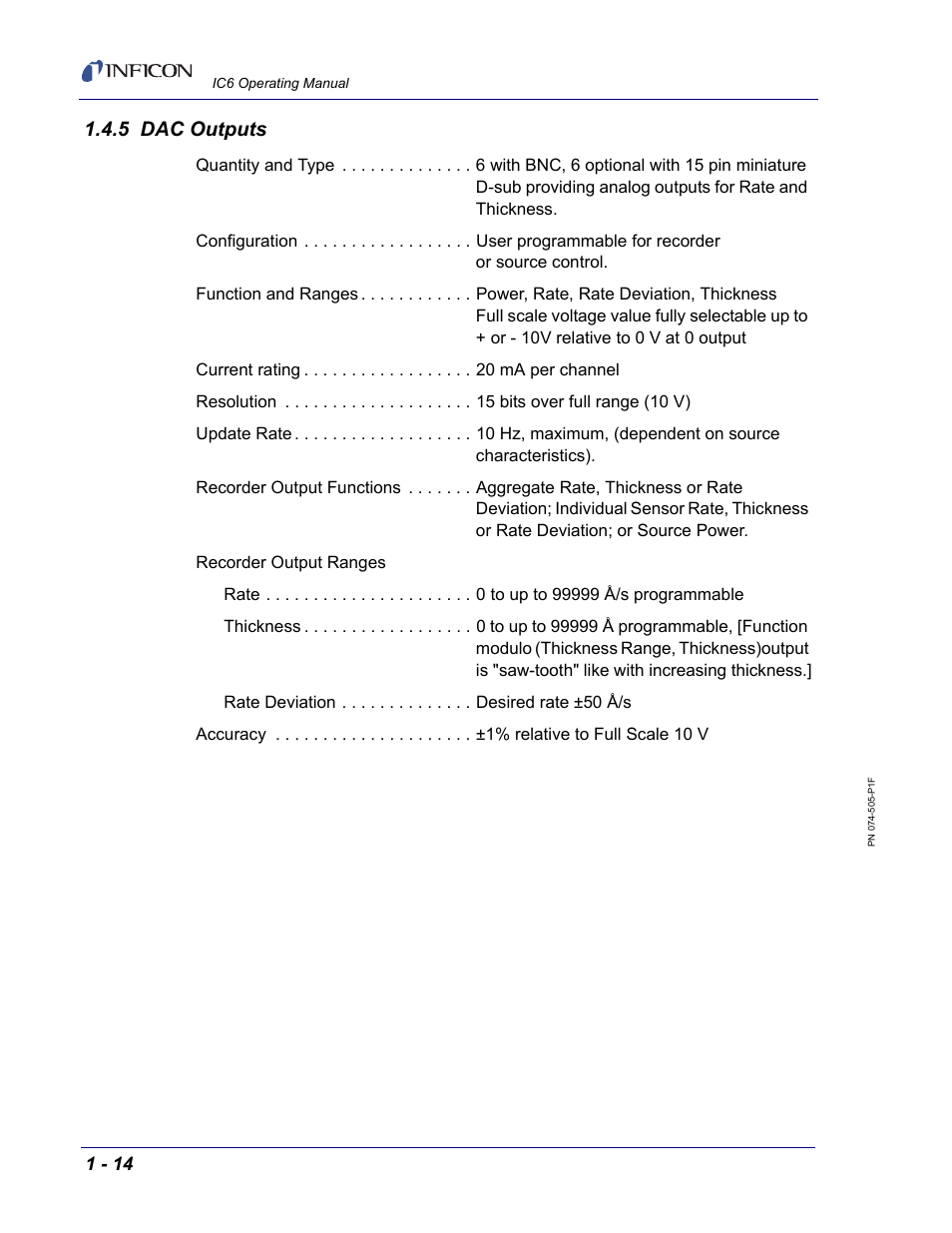 5 dac outputs | INFICON IC6 Thin Film Deposition Controller User Manual | Page 34 / 332