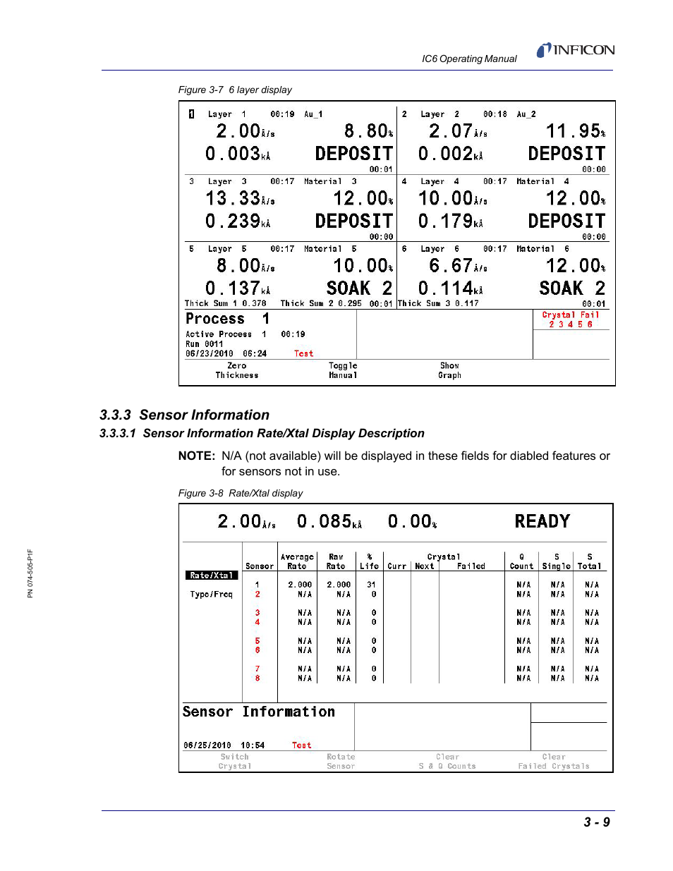 3 sensor information, 1 sensor information rate/xtal display description, Figure 3-7 | INFICON IC6 Thin Film Deposition Controller User Manual | Page 63 / 332