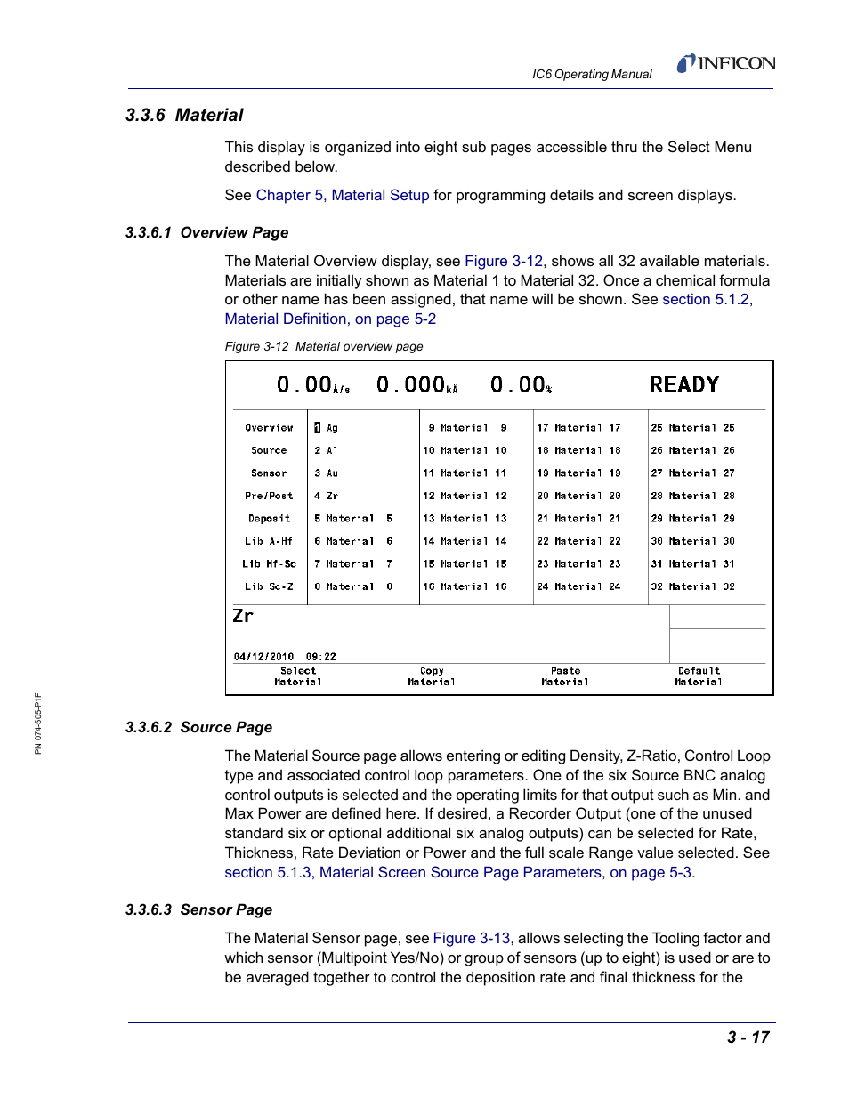 6 material | INFICON IC6 Thin Film Deposition Controller User Manual | Page 71 / 332