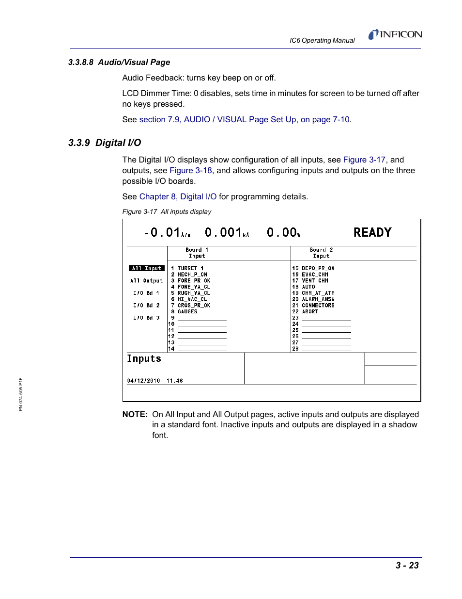 9 digital i/o | INFICON IC6 Thin Film Deposition Controller User Manual | Page 77 / 332