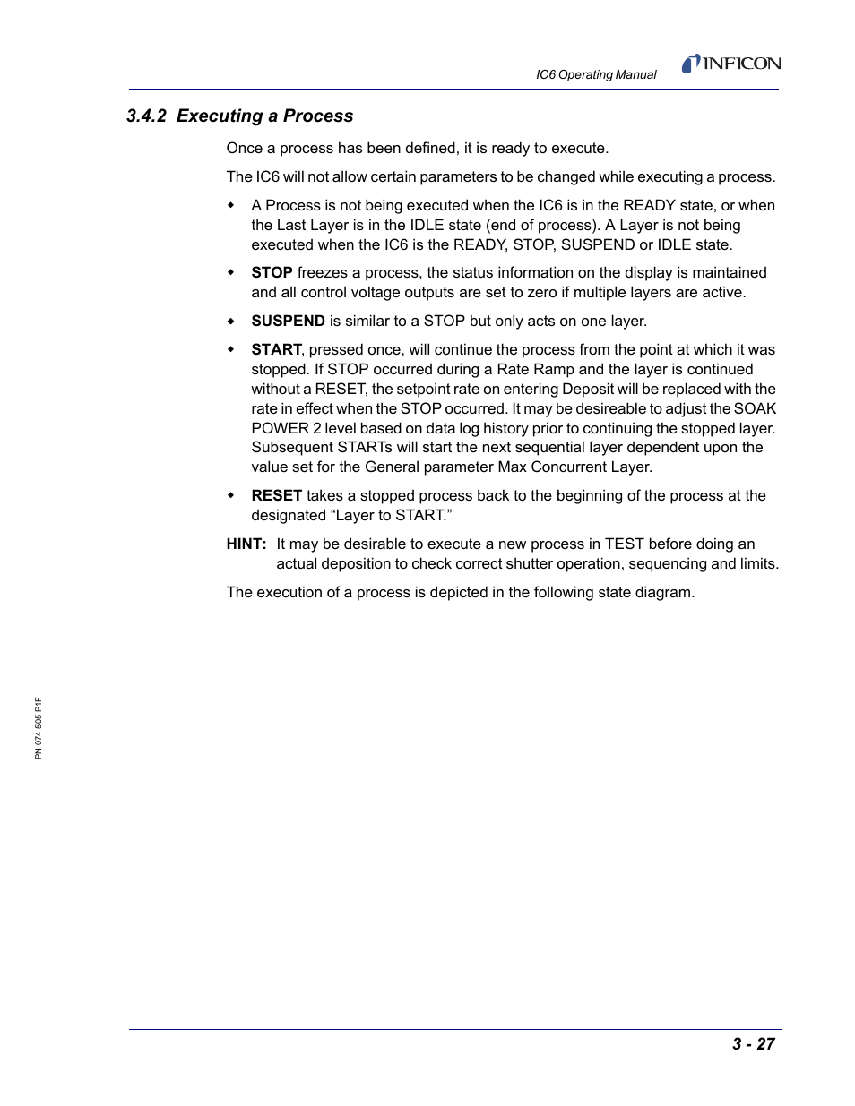 2 executing a process | INFICON IC6 Thin Film Deposition Controller User Manual | Page 81 / 332