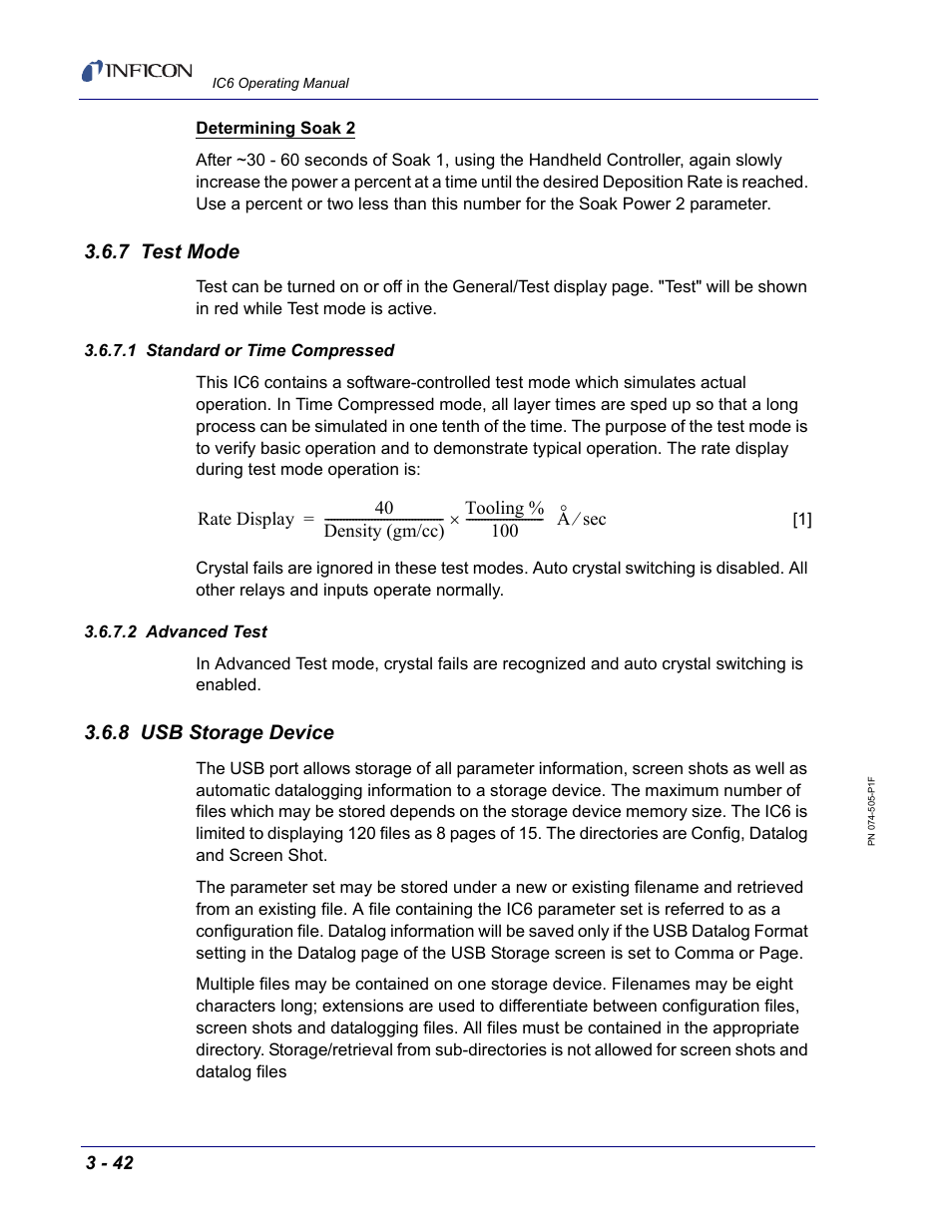 7 test mode, 1 standard or time compressed, 2 advanced test | 8 usb storage device | INFICON IC6 Thin Film Deposition Controller User Manual | Page 96 / 332