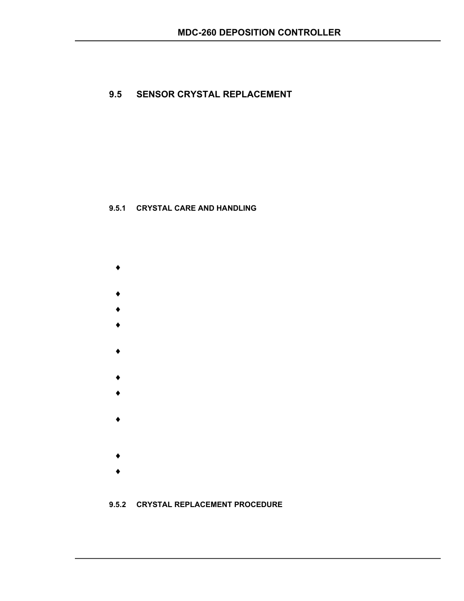 Sensor crystal replacement, Crystal care and handling, Crystal replacement procedure | Sensor, Crystal, Replacement -3, Crystal care and handling -3, Crystal replacement procedure -3 | INFICON MDC-260 Thin Film Deposition Controller User Manual | Page 115 / 208
