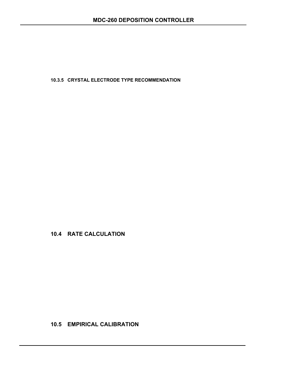 Crystal electrode type recommendation, Rate calculation, Empirical calibration | Crystal electrode type recommendation -6, Rate, Calculation -6, Empirical, Calibration -6 | INFICON MDC-260 Thin Film Deposition Controller User Manual | Page 130 / 208
