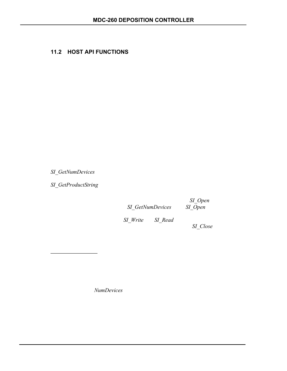 Host api functions, Si_getnumdevices, Unctions | Si_getnumdevices -2 | INFICON MDC-260 Thin Film Deposition Controller User Manual | Page 140 / 208