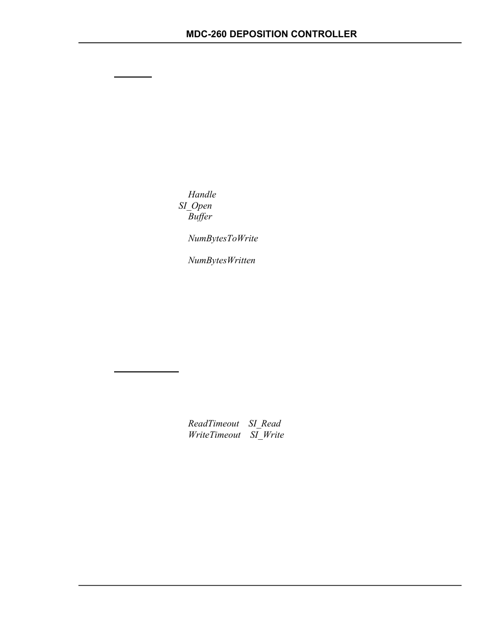 Si_write, Si_settimeouts, Si_write -5 | Si_settimeouts -5 | INFICON MDC-260 Thin Film Deposition Controller User Manual | Page 143 / 208