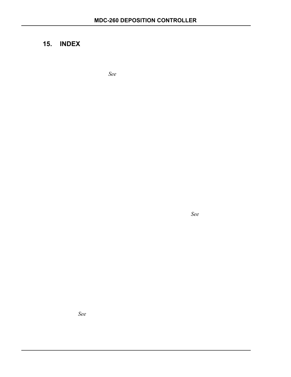 Index | INFICON MDC-260 Thin Film Deposition Controller User Manual | Page 203 / 208
