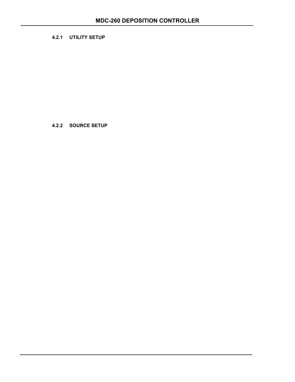 Utility setup, Source setup, Utility setup -4 | Source setup -4 | INFICON MDC-260 Thin Film Deposition Controller User Manual | Page 40 / 208