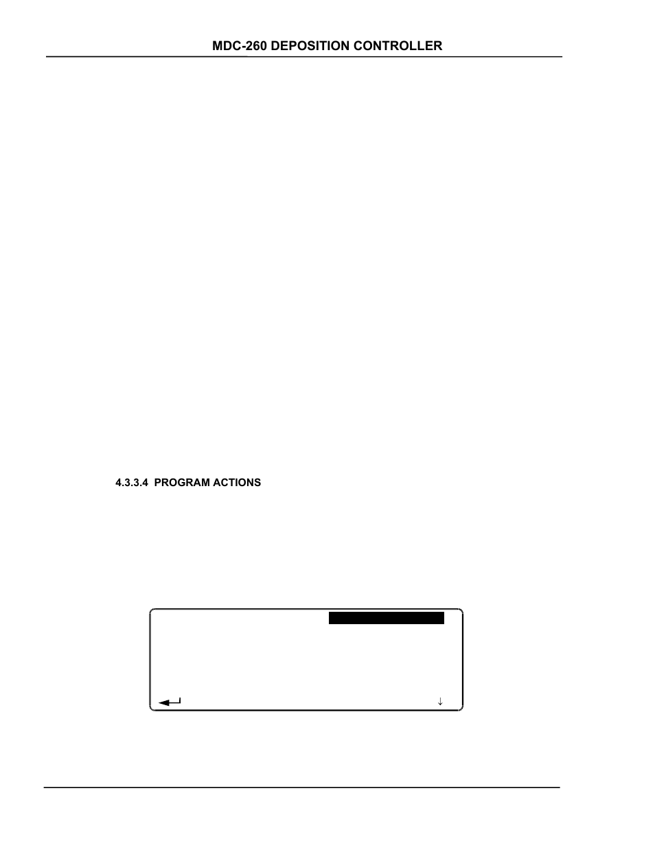 Program actions, Program actions -32, Figure 4-14 action selection screen -32 | INFICON MDC-260 Thin Film Deposition Controller User Manual | Page 68 / 208