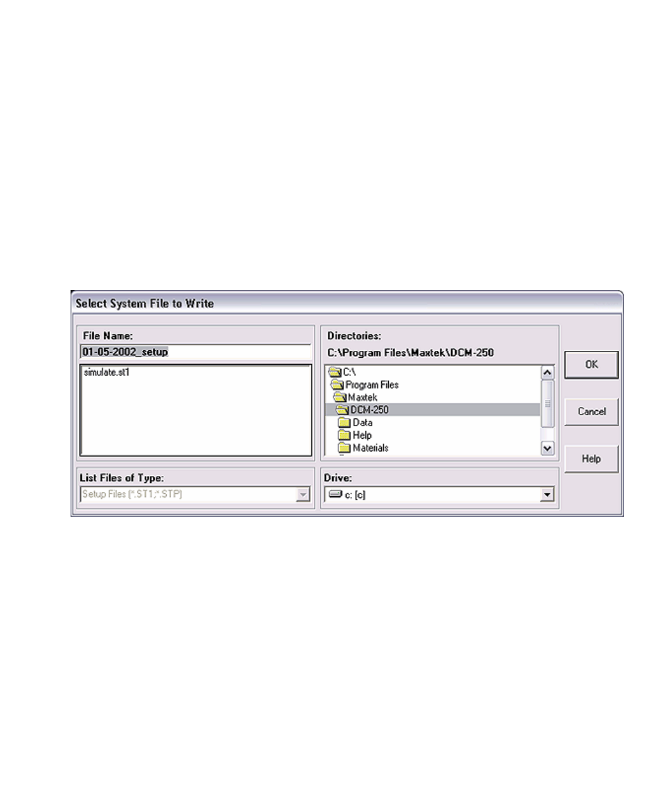 Saving and restoring the controller setup | INFICON DCM-250 Deposition Control Monitor Software User Manual | Page 10 / 12