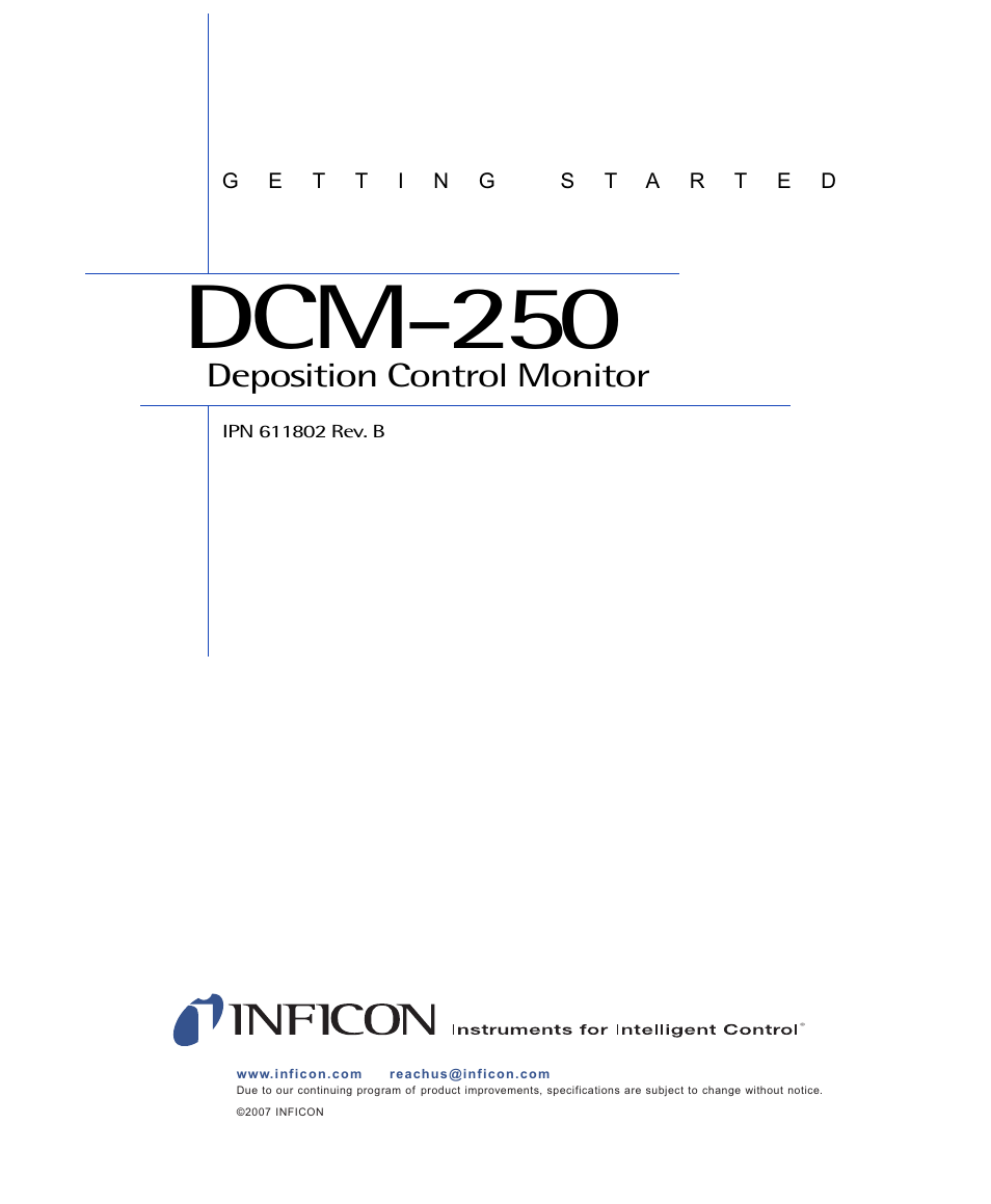 Dcm-250, Deposition control monitor | INFICON DCM-250 Deposition Control Monitor Software User Manual | Page 3 / 12