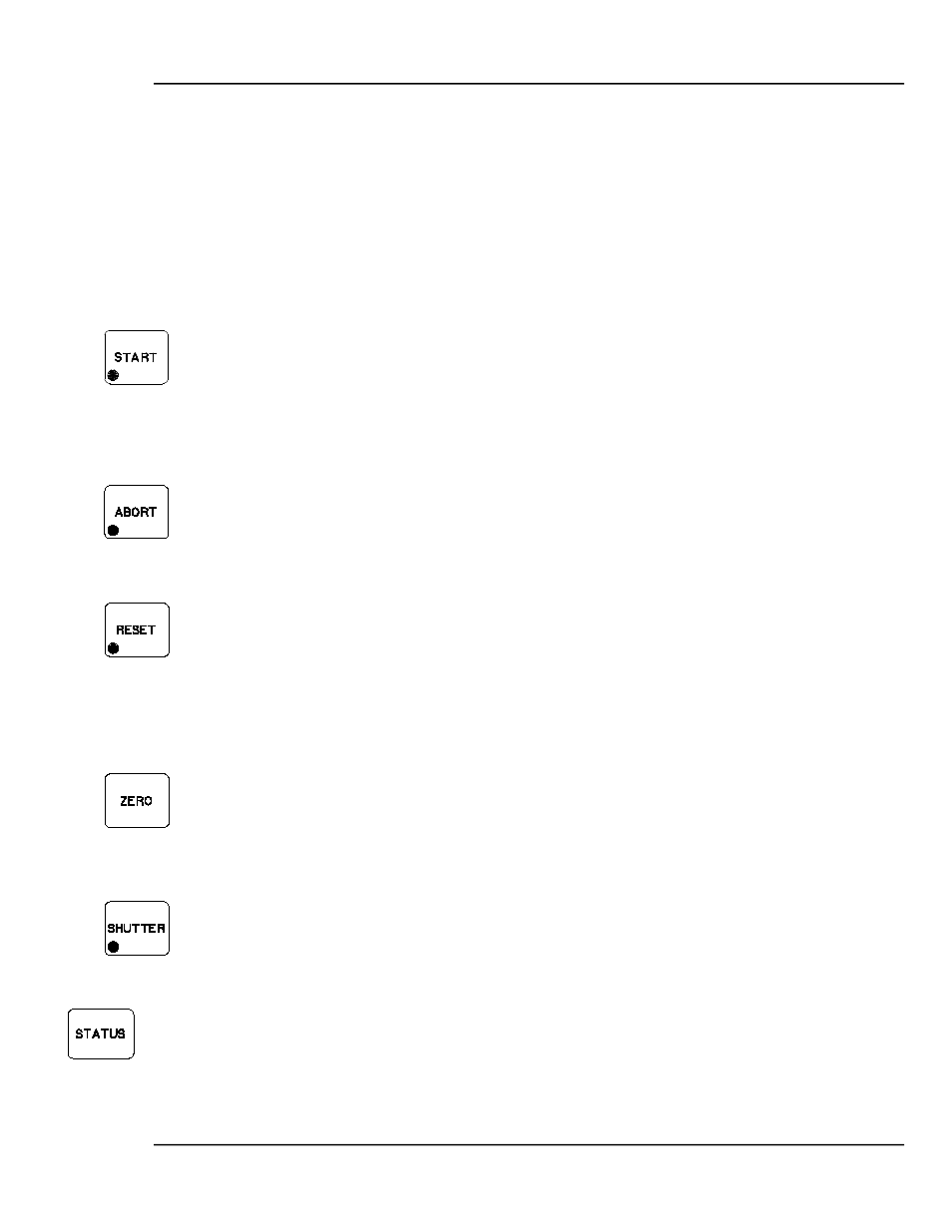 2 start key, 3 abort key, 4 reset key | 5 zero key, 6 shutter key, 7 status key | INFICON MDC-370 Thin Film Deposition Controller User Manual | Page 21 / 183