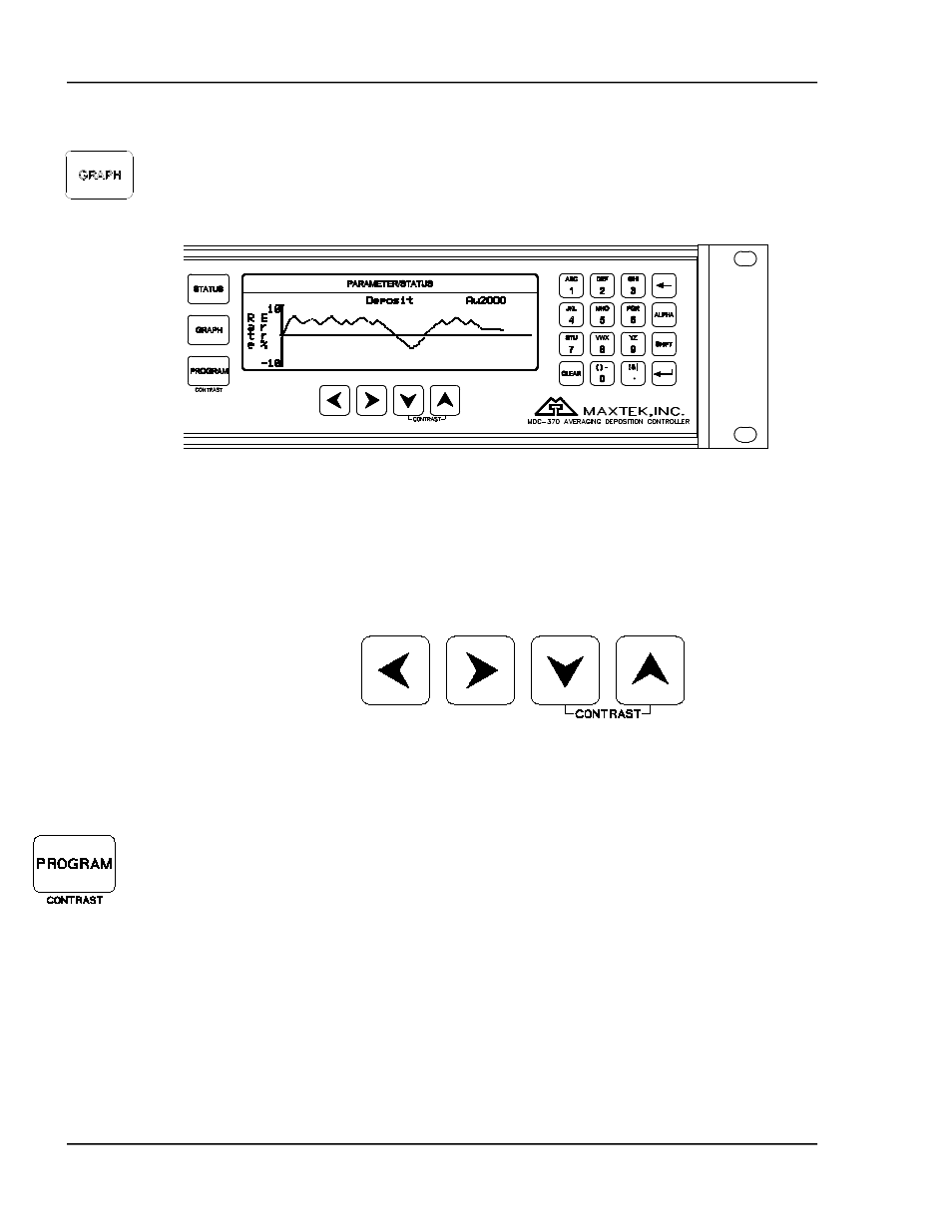 8 graph key, 9 arrow keys, 10 program key | INFICON MDC-370 Thin Film Deposition Controller User Manual | Page 22 / 183