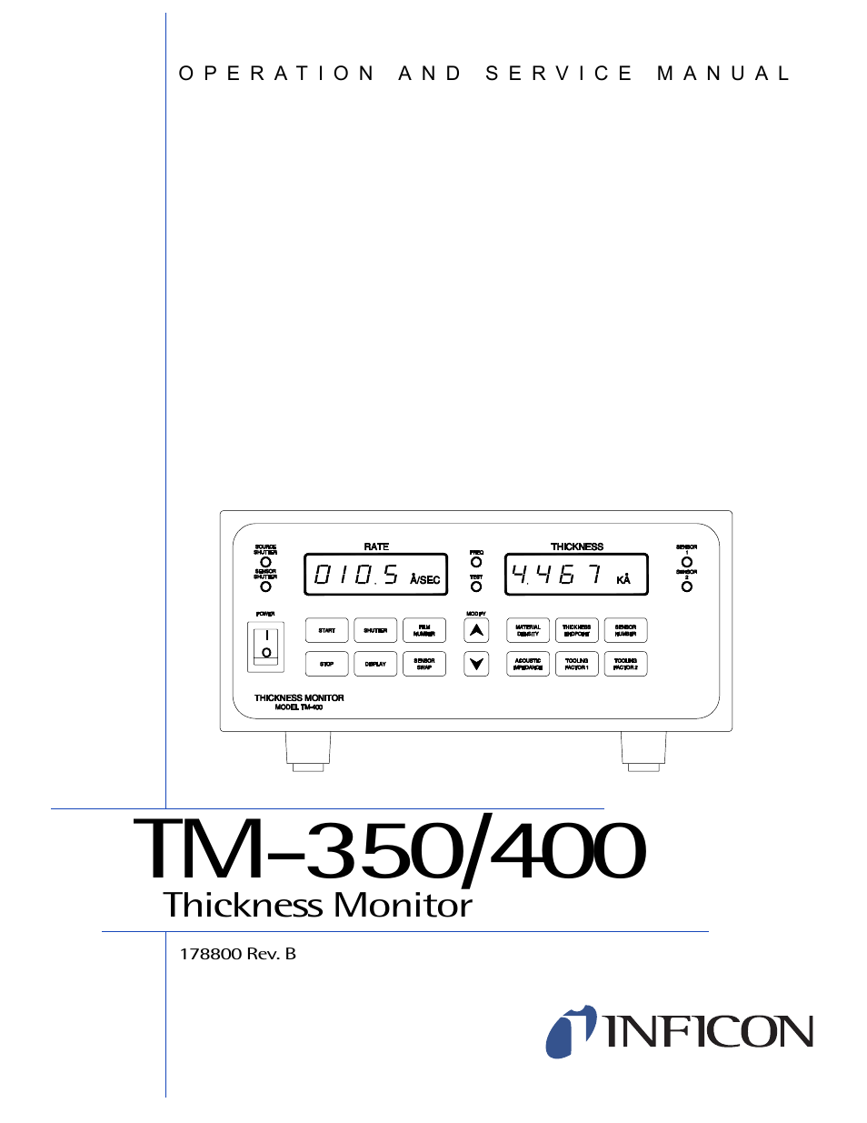 INFICON TM-400 Thin Film Deposition Monitor User Manual | 82 pages