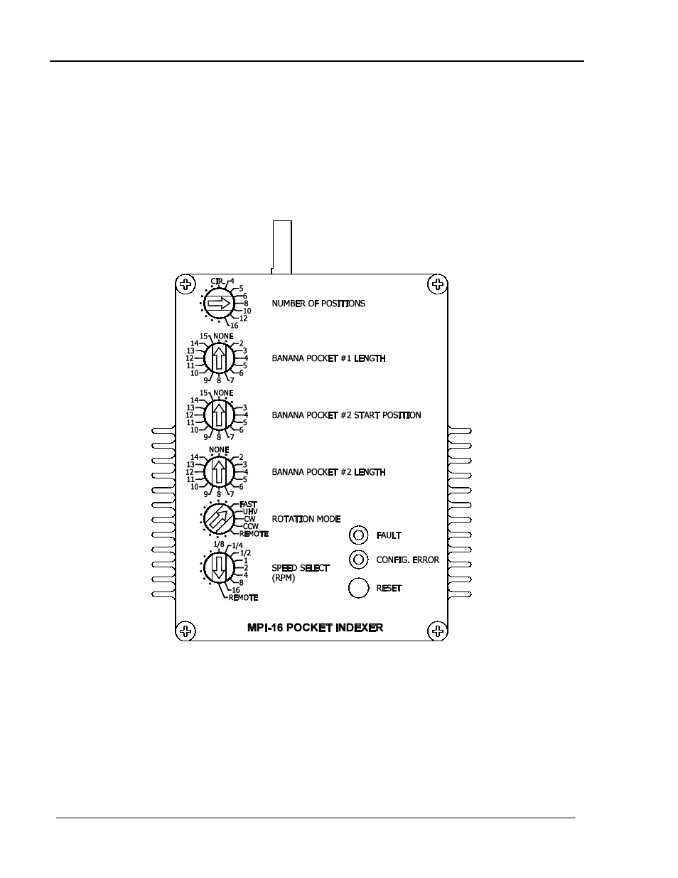 Configuration switches - setup guide, Configuration switches - setup guide -2, Igure | Ocket, Ndexer, Ront | INFICON MPI-16 Crucible Indexer User Manual | Page 20 / 49