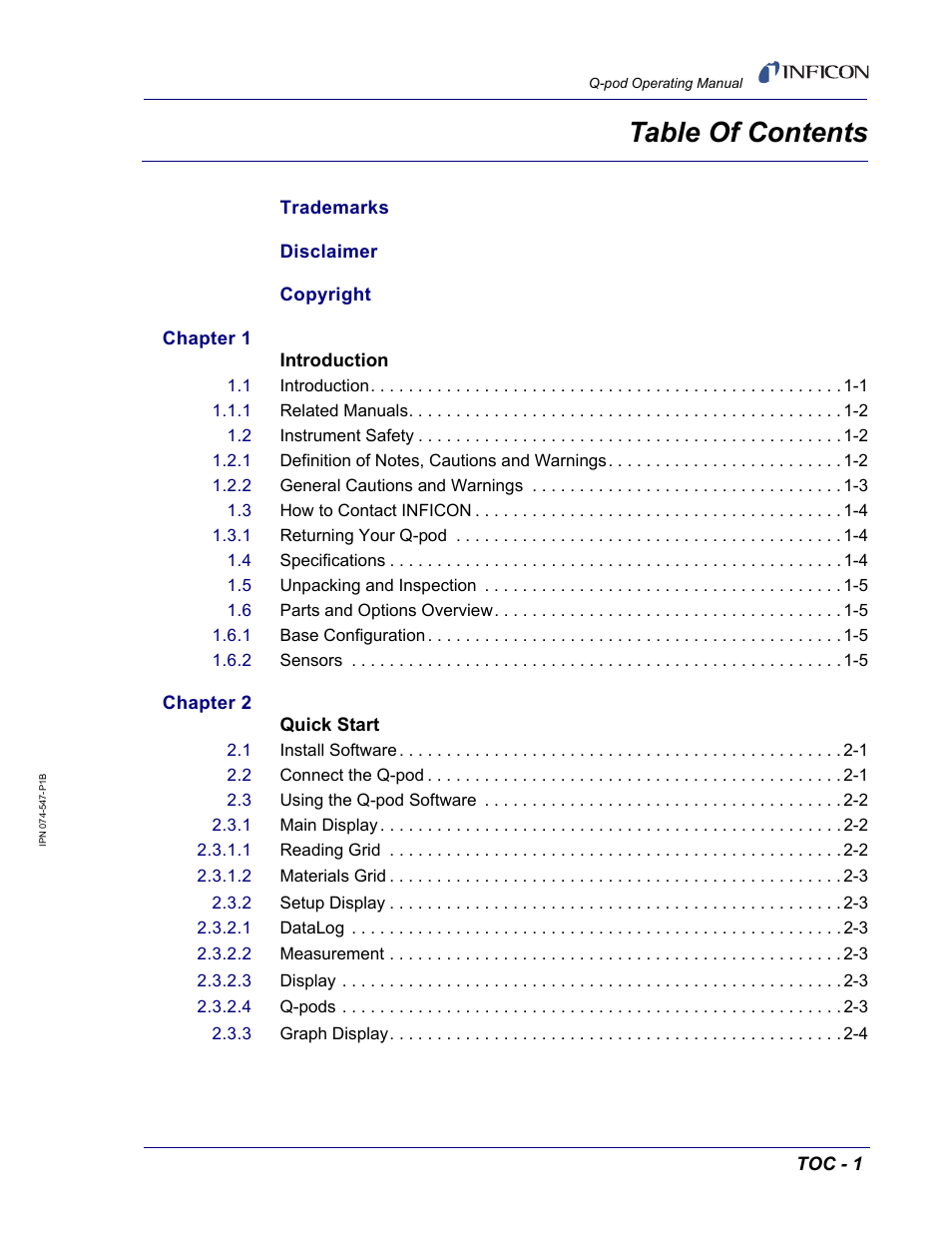INFICON Q-pod Thin Film Deposition Monitor User Manual | Page 9 / 72