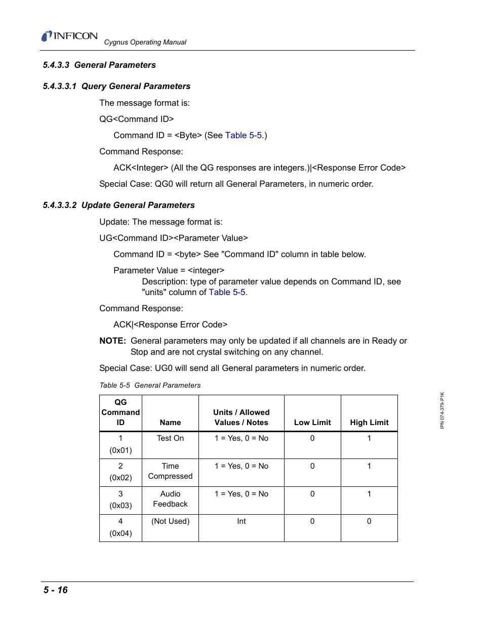 3 general parameters, 1 query general parameters, 2 update general parameters | INFICON Cygnus Thin Film Deposition Controller User Manual | Page 120 / 228