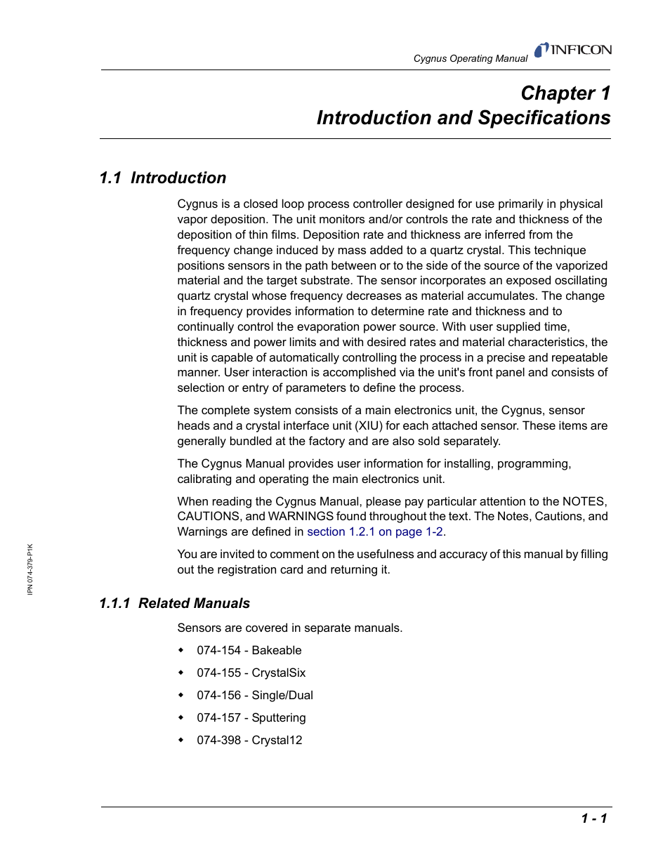 INFICON Cygnus Thin Film Deposition Controller User Manual | Page 15 / 228