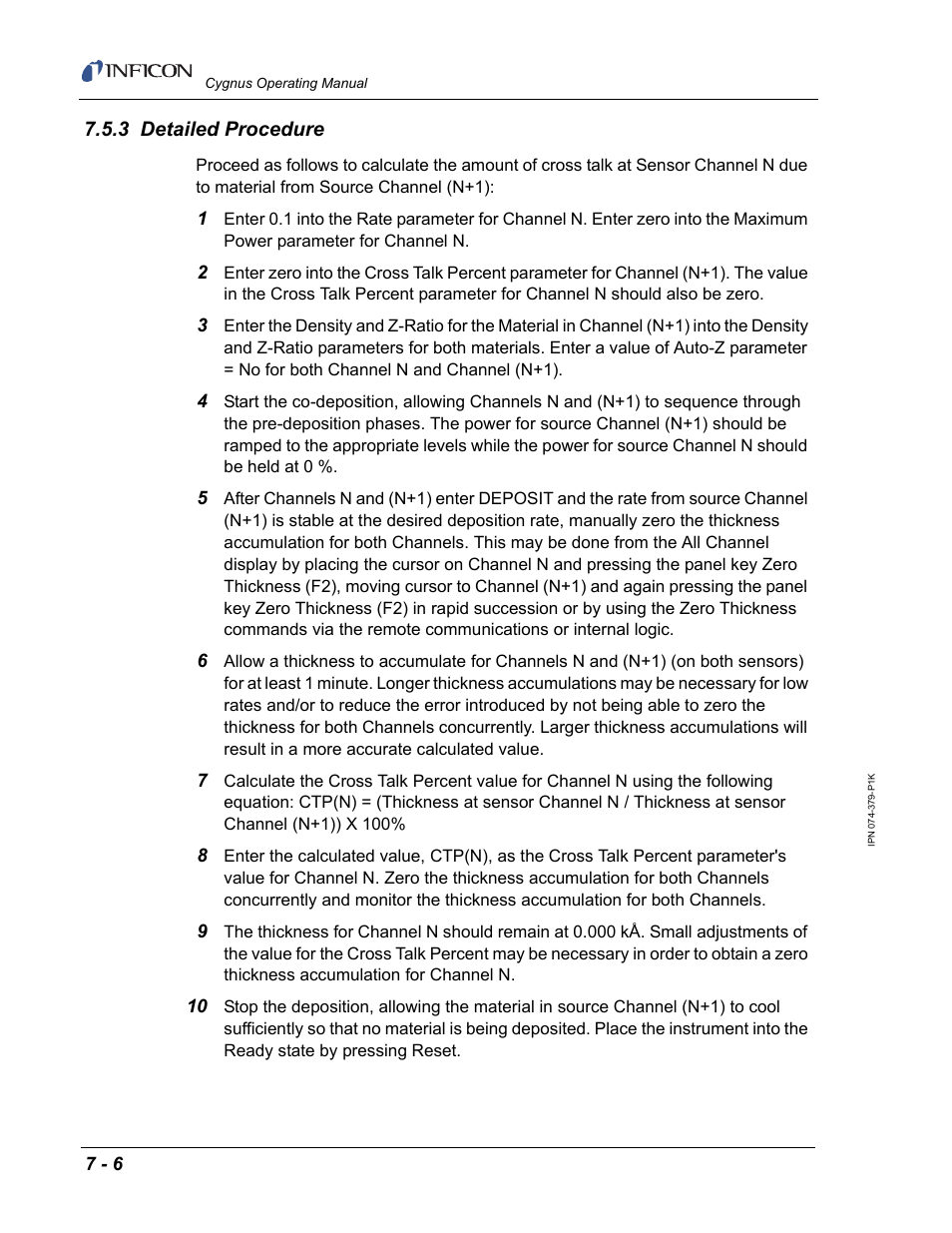 3 detailed procedure | INFICON Cygnus Thin Film Deposition Controller User Manual | Page 164 / 228