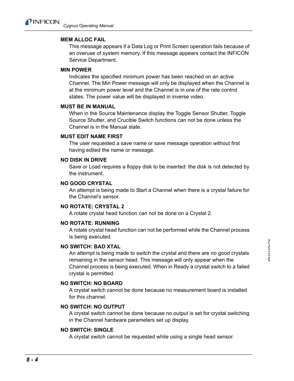 INFICON Cygnus Thin Film Deposition Controller User Manual | Page 170 / 228