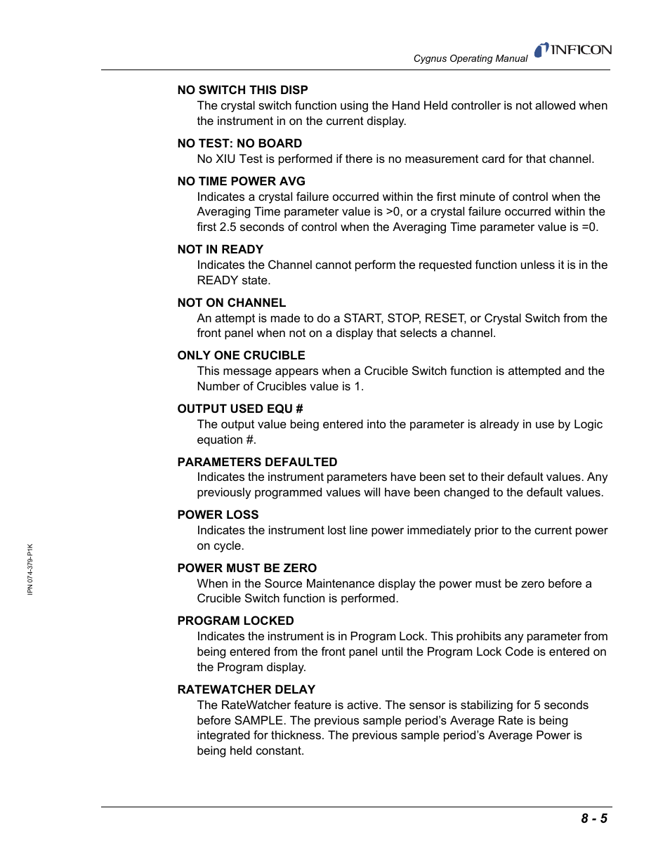 INFICON Cygnus Thin Film Deposition Controller User Manual | Page 171 / 228