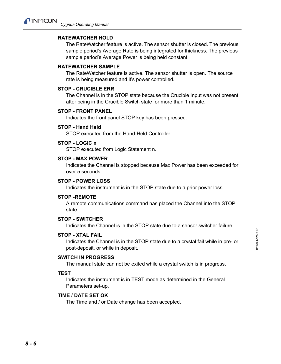 INFICON Cygnus Thin Film Deposition Controller User Manual | Page 172 / 228