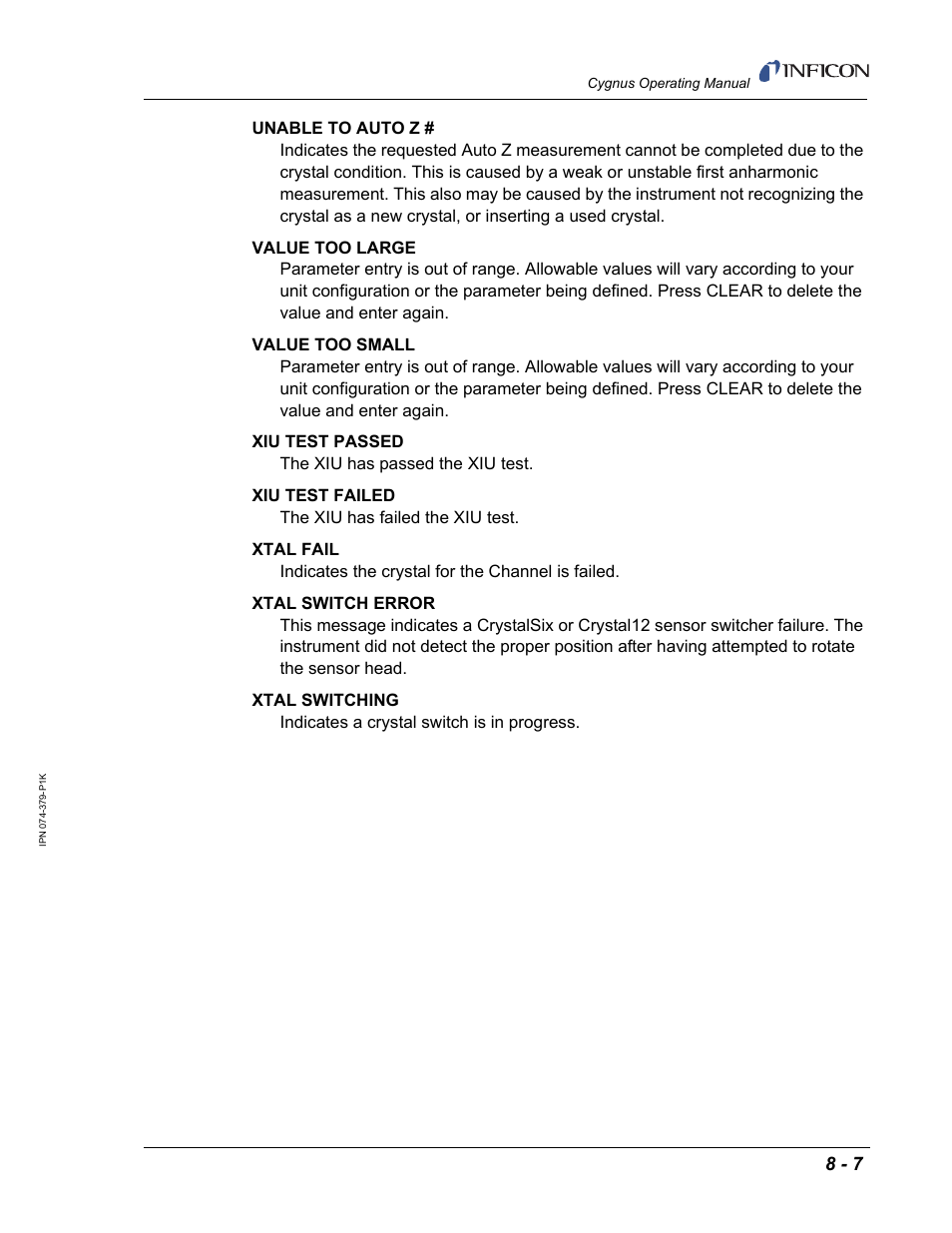 INFICON Cygnus Thin Film Deposition Controller User Manual | Page 173 / 228
