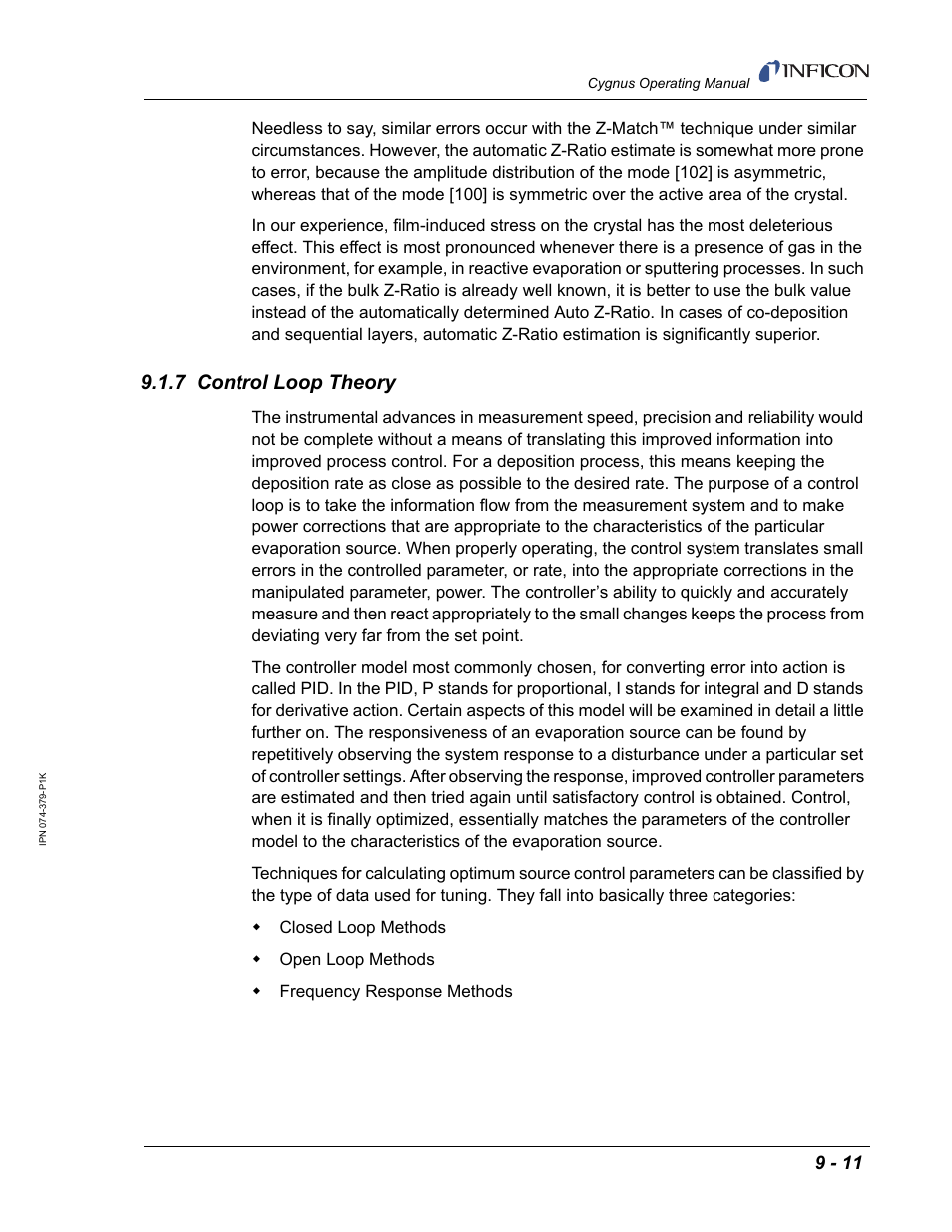 7 control loop theory | INFICON Cygnus Thin Film Deposition Controller User Manual | Page 209 / 228