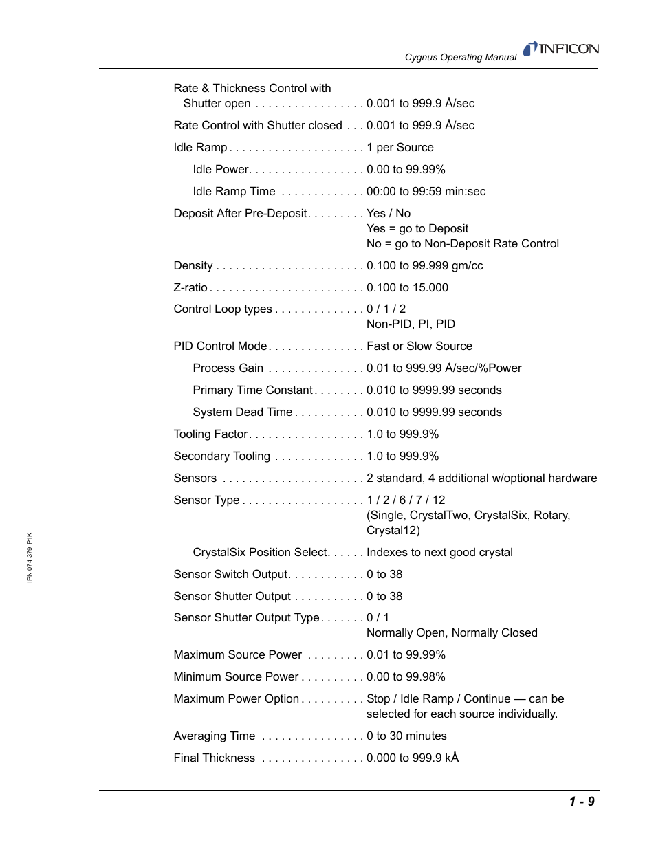 INFICON Cygnus Thin Film Deposition Controller User Manual | Page 23 / 228