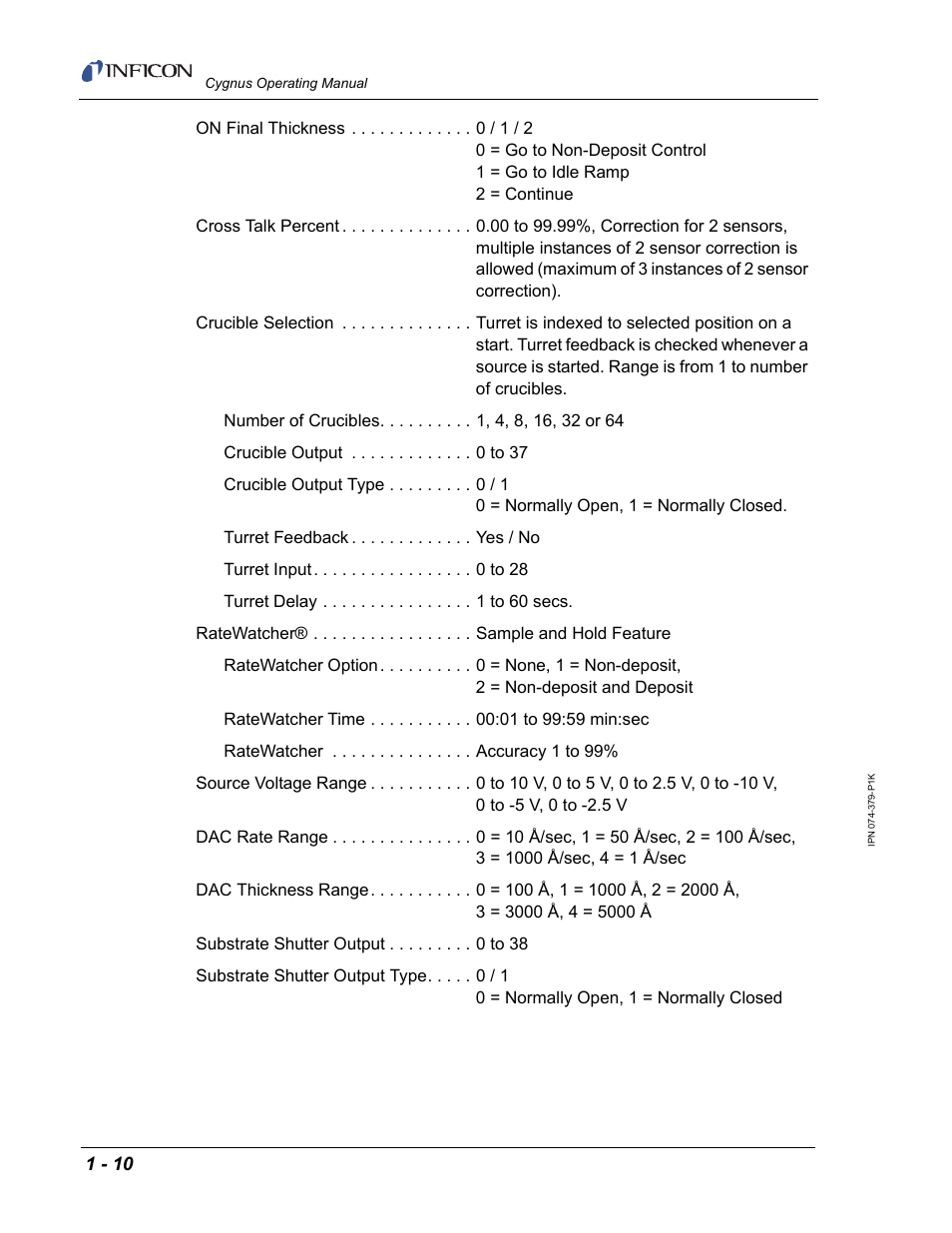 INFICON Cygnus Thin Film Deposition Controller User Manual | Page 24 / 228