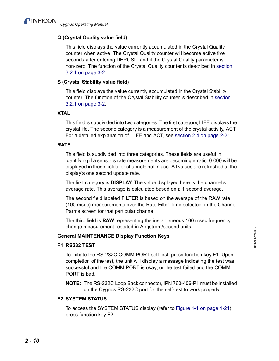 INFICON Cygnus Thin Film Deposition Controller User Manual | Page 46 / 228