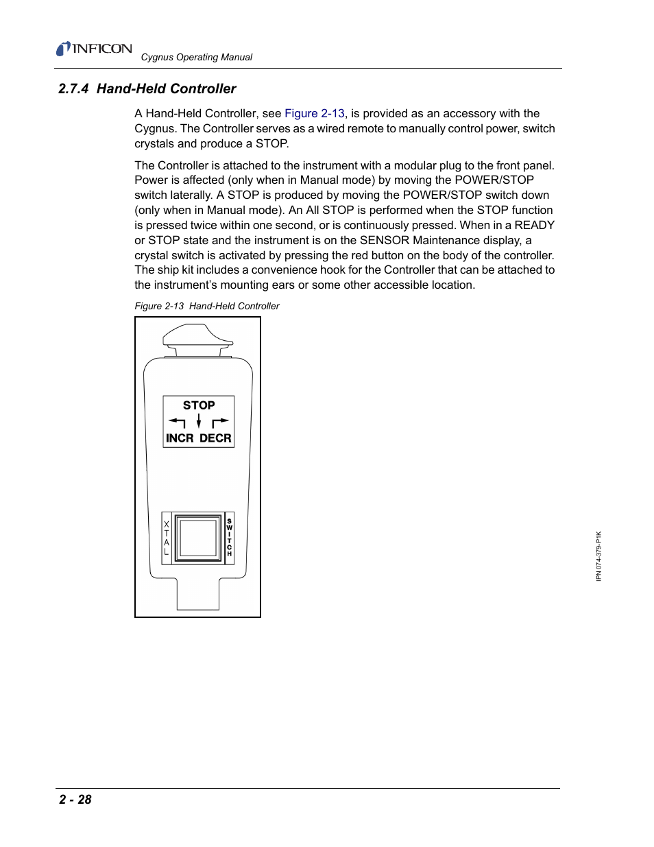 4 hand-held controller | INFICON Cygnus Thin Film Deposition Controller User Manual | Page 64 / 228