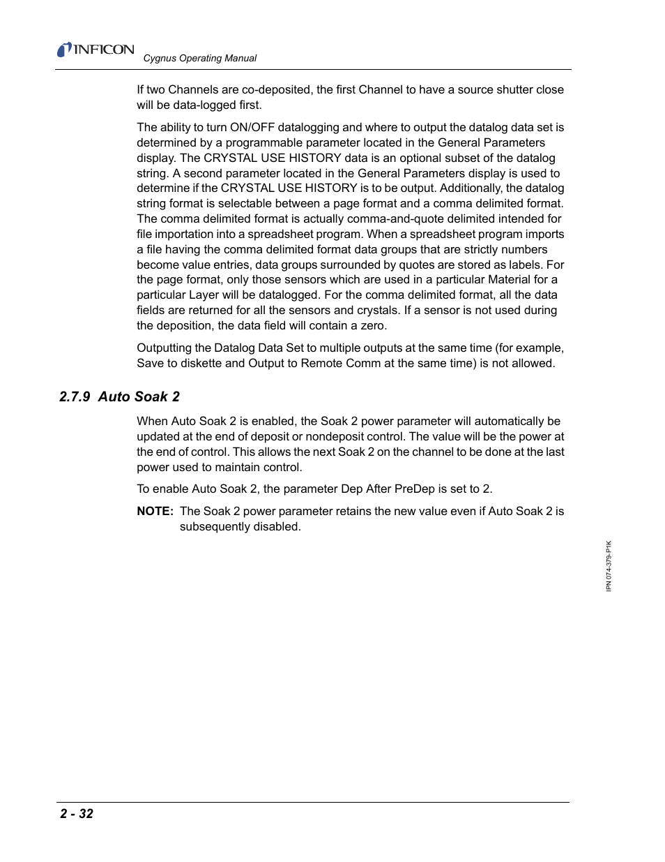9 auto soak 2 | INFICON Cygnus Thin Film Deposition Controller User Manual | Page 68 / 228