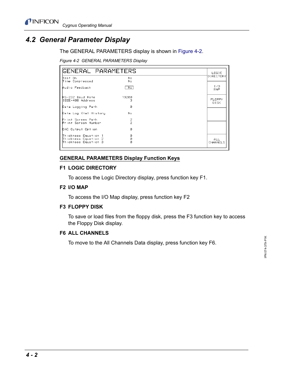 2 general parameter display | INFICON Cygnus Thin Film Deposition Controller User Manual | Page 86 / 228