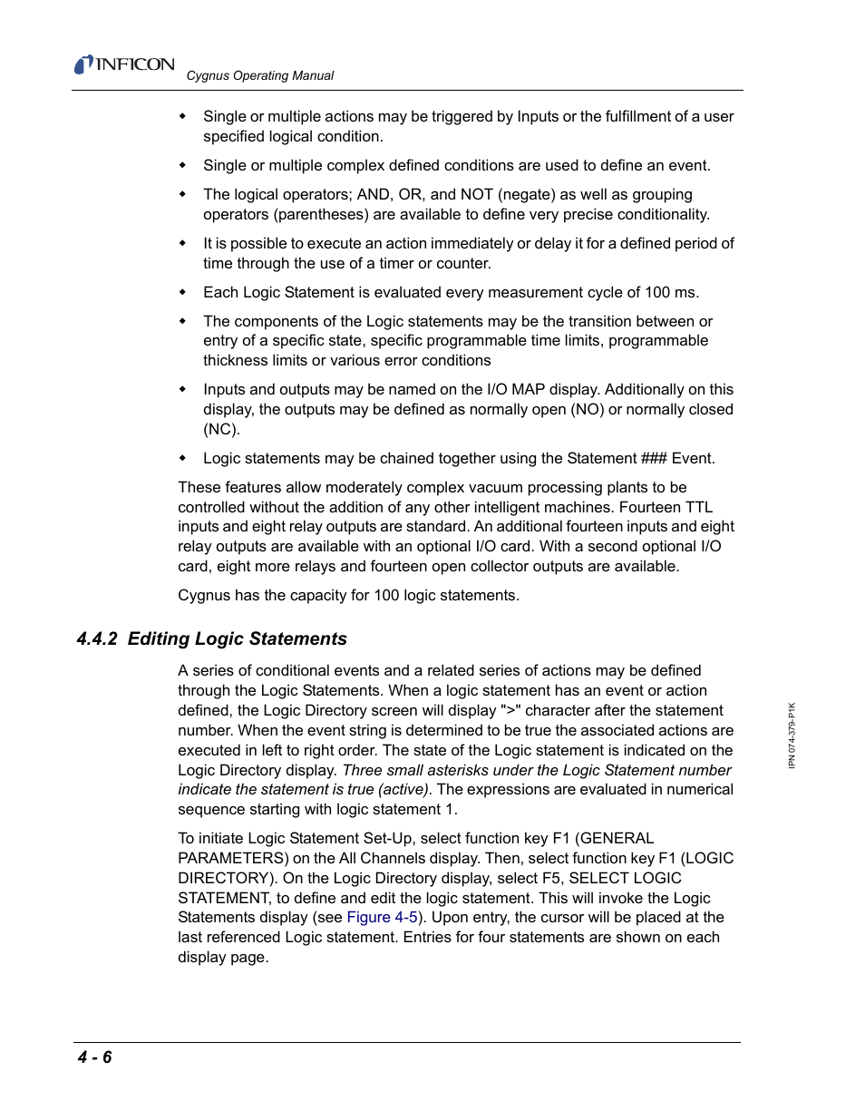 2 editing logic statements | INFICON Cygnus Thin Film Deposition Controller User Manual | Page 90 / 228