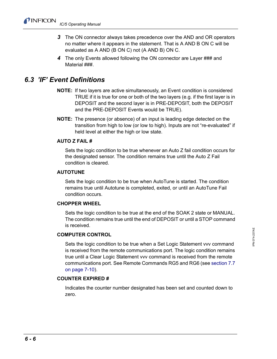 3 ’if’ event definitions | INFICON IC/5 Thin Film Deposition Controller User Manual | Page 126 / 312