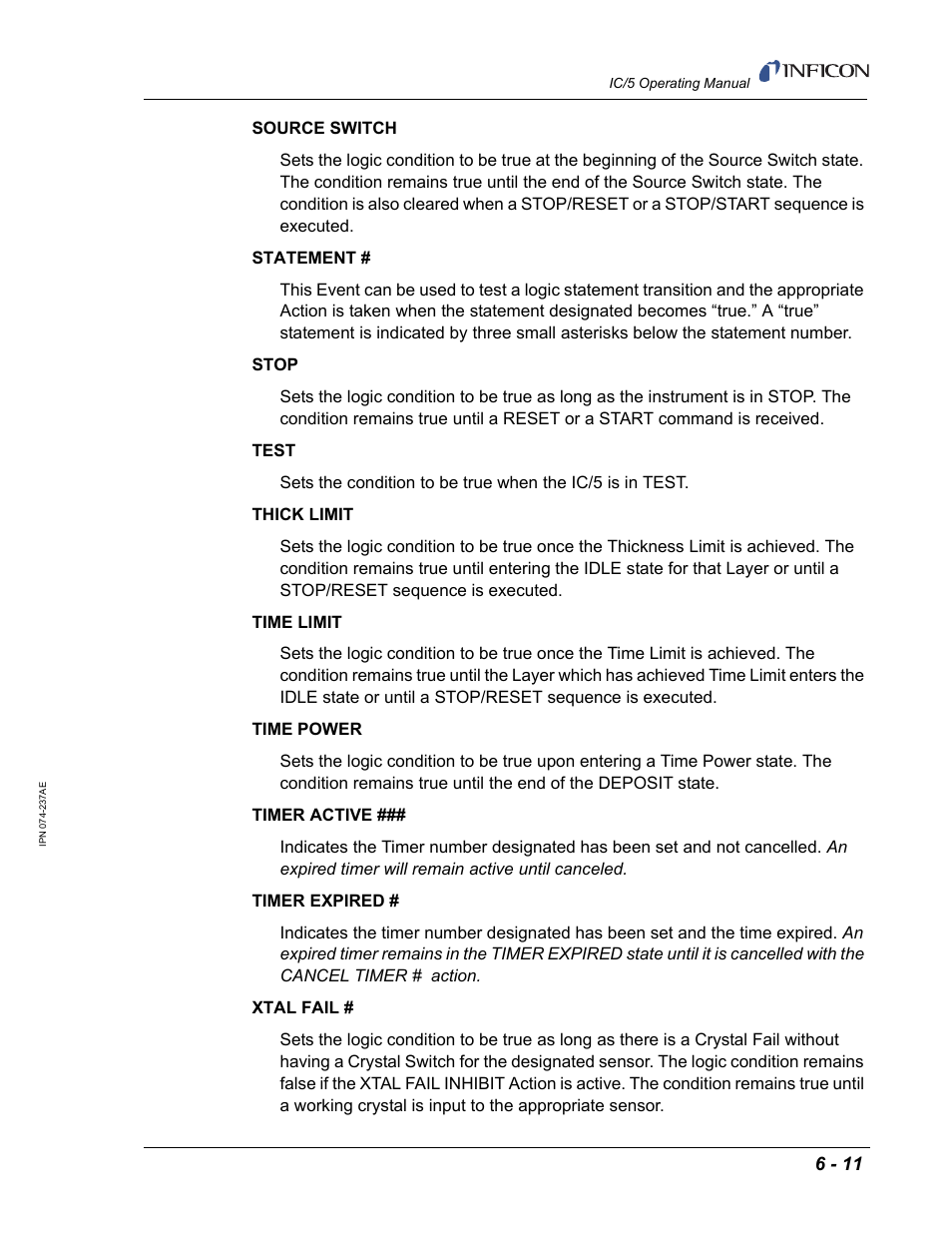 Thick, See also, Time limit on | INFICON IC/5 Thin Film Deposition Controller User Manual | Page 131 / 312