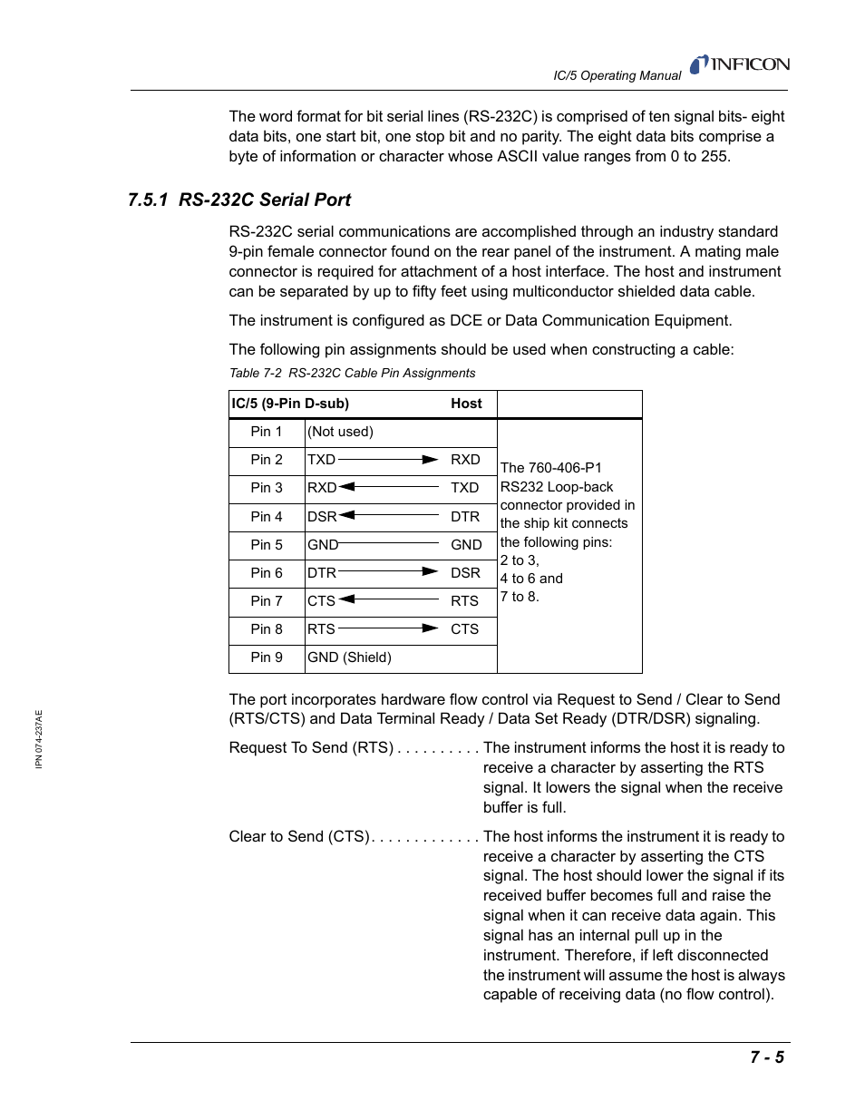 1 rs-232c serial port | INFICON IC/5 Thin Film Deposition Controller User Manual | Page 147 / 312