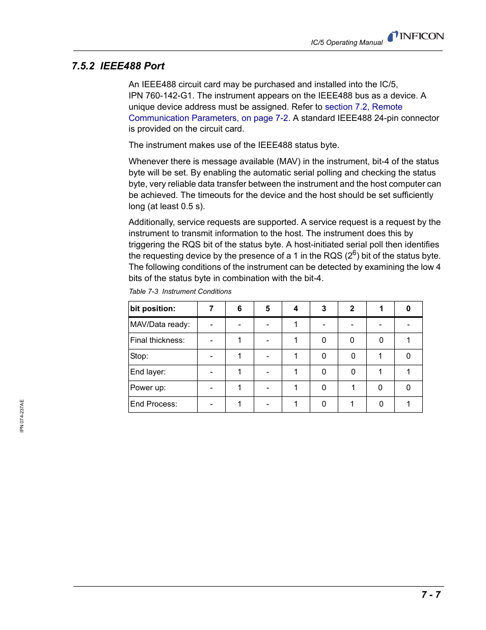 2 ieee488 port | INFICON IC/5 Thin Film Deposition Controller User Manual | Page 149 / 312