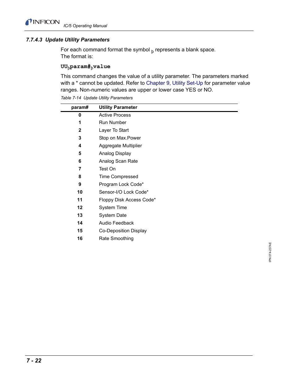 3 update utility parameters | INFICON IC/5 Thin Film Deposition Controller User Manual | Page 164 / 312