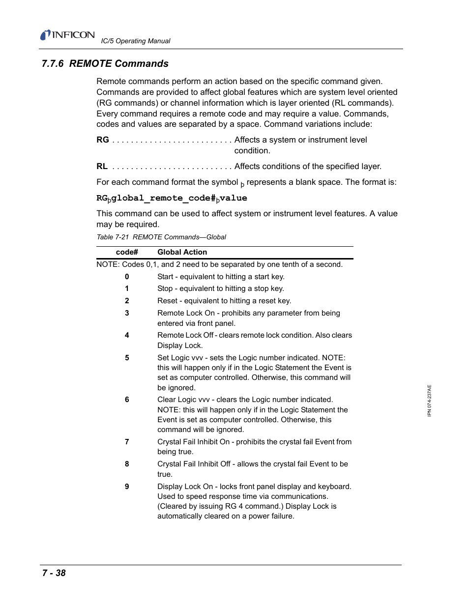 6 remote commands | INFICON IC/5 Thin Film Deposition Controller User Manual | Page 180 / 312