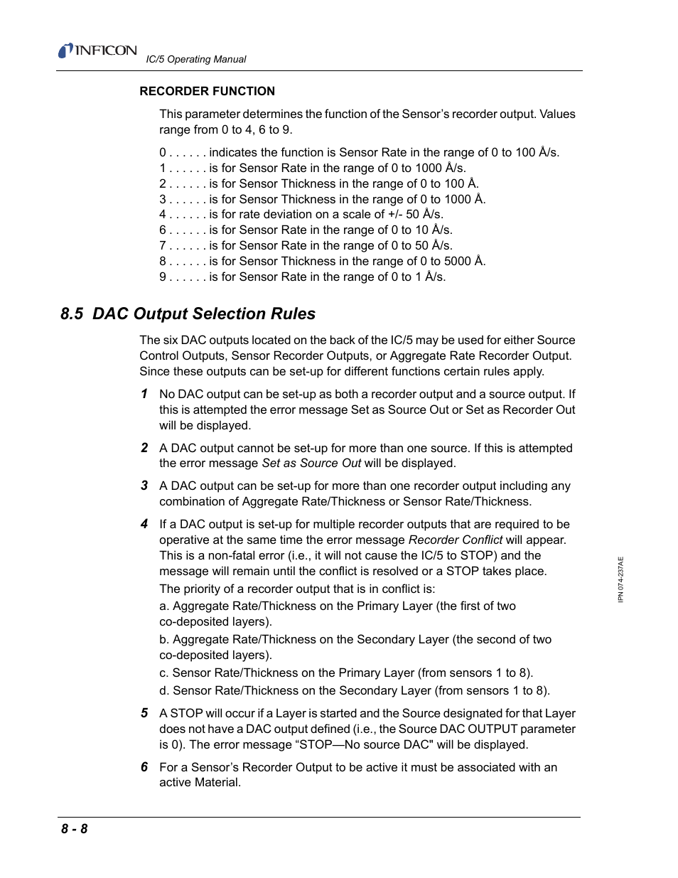 5 dac output selection rules | INFICON IC/5 Thin Film Deposition Controller User Manual | Page 196 / 312